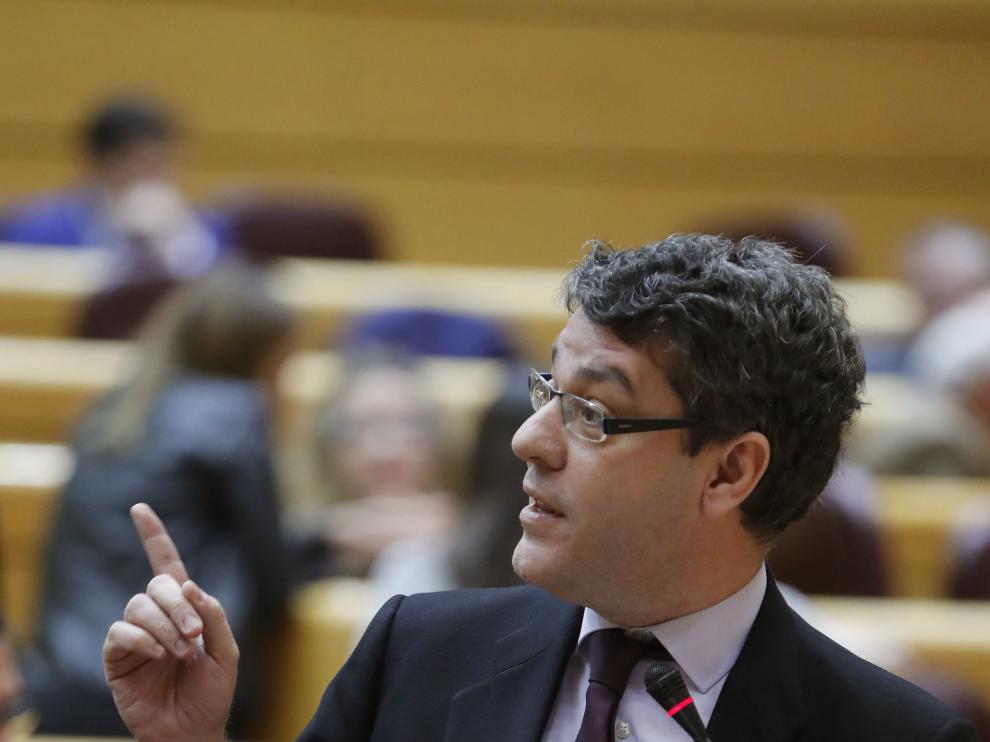 Álvaro Nadal durante su intervención en la sesión de control al Gobierno en el Senado.