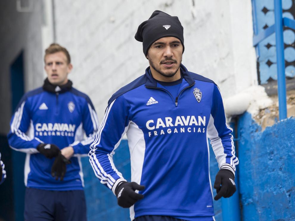 Marcelo Silva, antes de un entrenamiento con el Real Zaragoza.