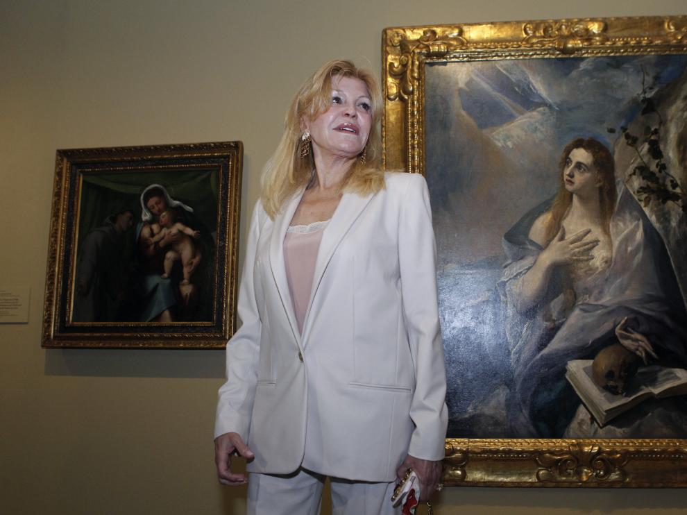 Carmen Thyssen en la presentación de la exposición 'Obras maestras de Budapest. Del Renacimiento a las Vanguardias'.