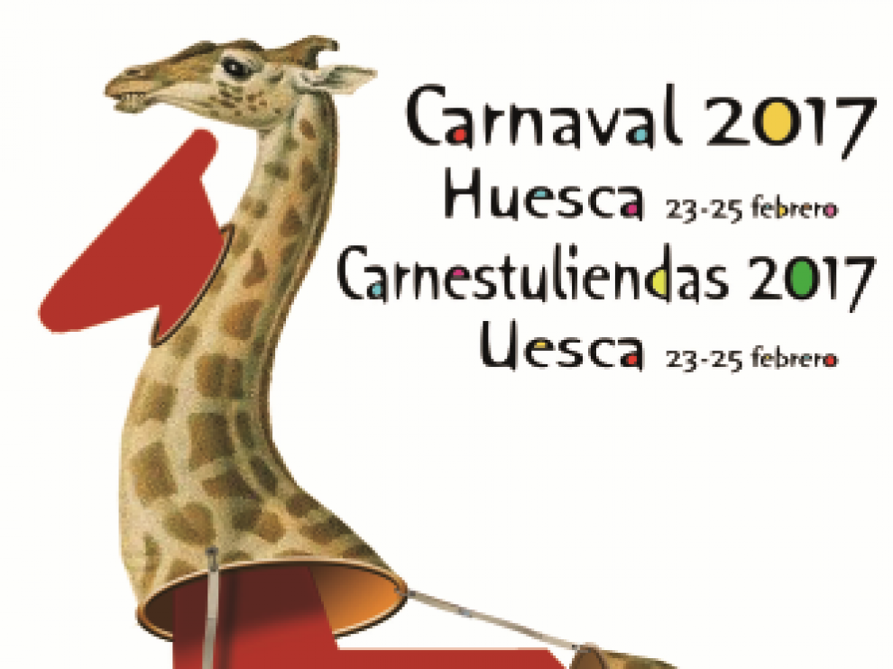 Cartel anunciador del Carnaval de Huesca, titulado 'Metamorfosis en Huesca', obra de Iñaki Fernández.