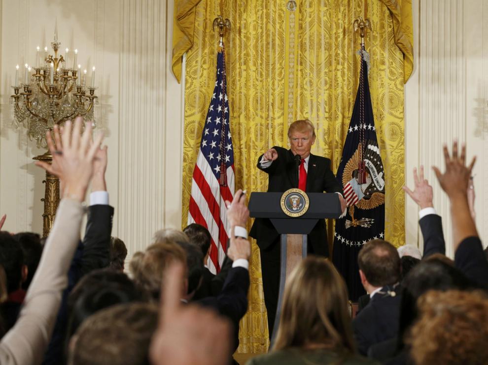 Donald Trump en rueda de prensa.