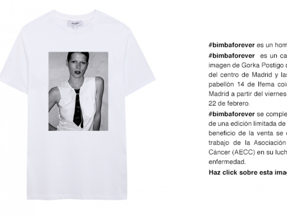 Camiseta que ha puesto a la venta David Delfín en su web para rendir homenaje a Bimba Bosé y recabar dinero contra el cáncer.