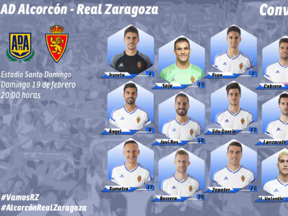 Convocatoria oficial del Real Zaragoza para el viaje a Alcorcón.