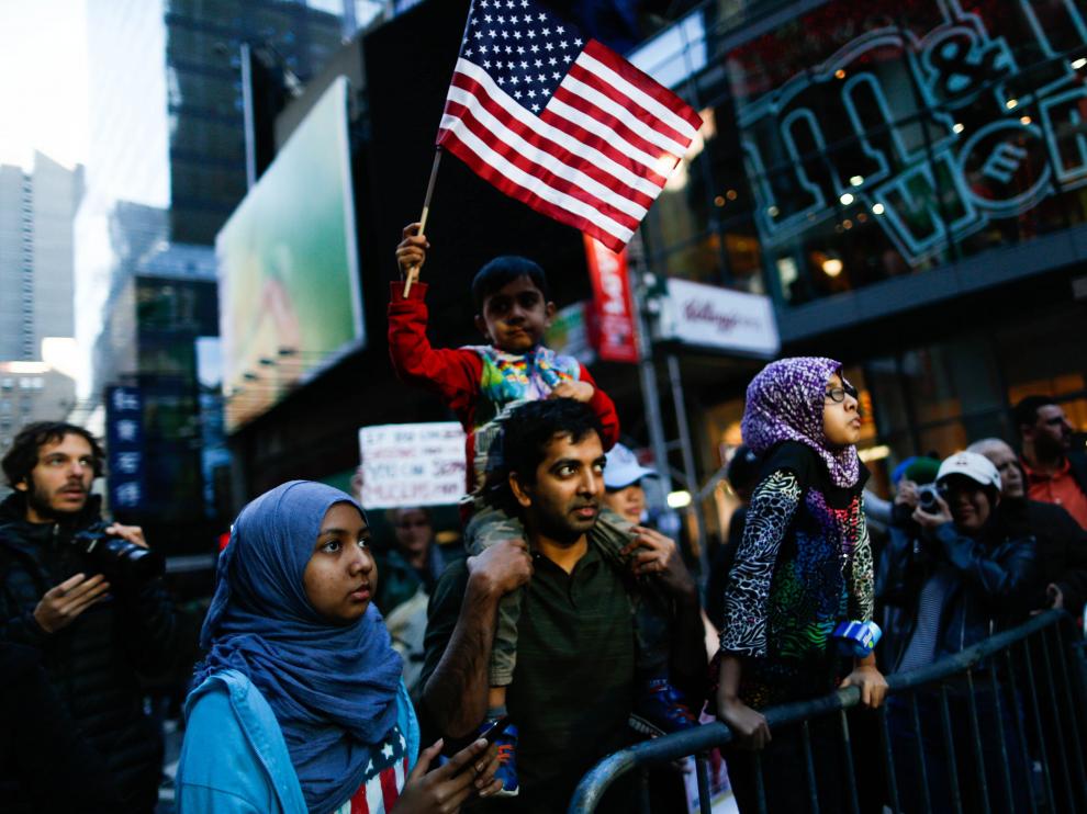 Manifestación de apoyo a los musulmanes en Nueva York