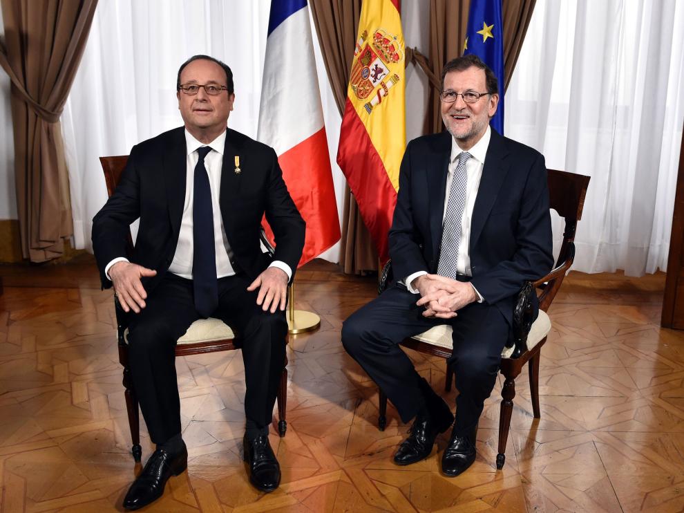 Mariano Rajoy y François Hollande en la reunión de este lunes.