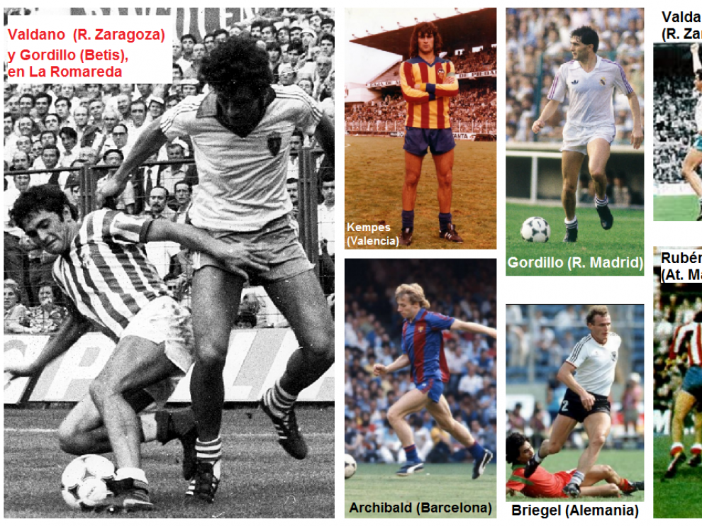 Algunos momentos históricos de las décadas de los setenta y los ochenta, con jugadores que actuaban siempre o mayormente con las medias abajo y sin espinilleras.