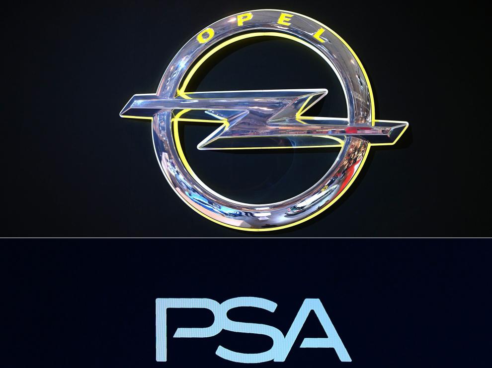 Logos de Opel y PSA.