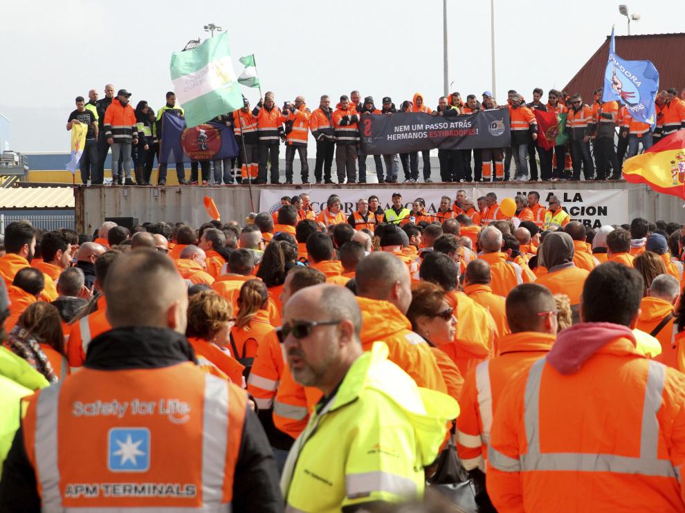 Protesta de estibadores andaluces