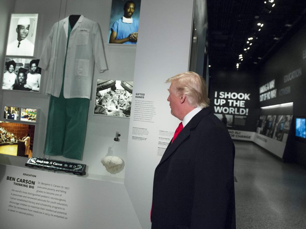 El presidente estadounidense Donald Trump, durante su visita al Museo de Historia y Cultura Afroamericana.