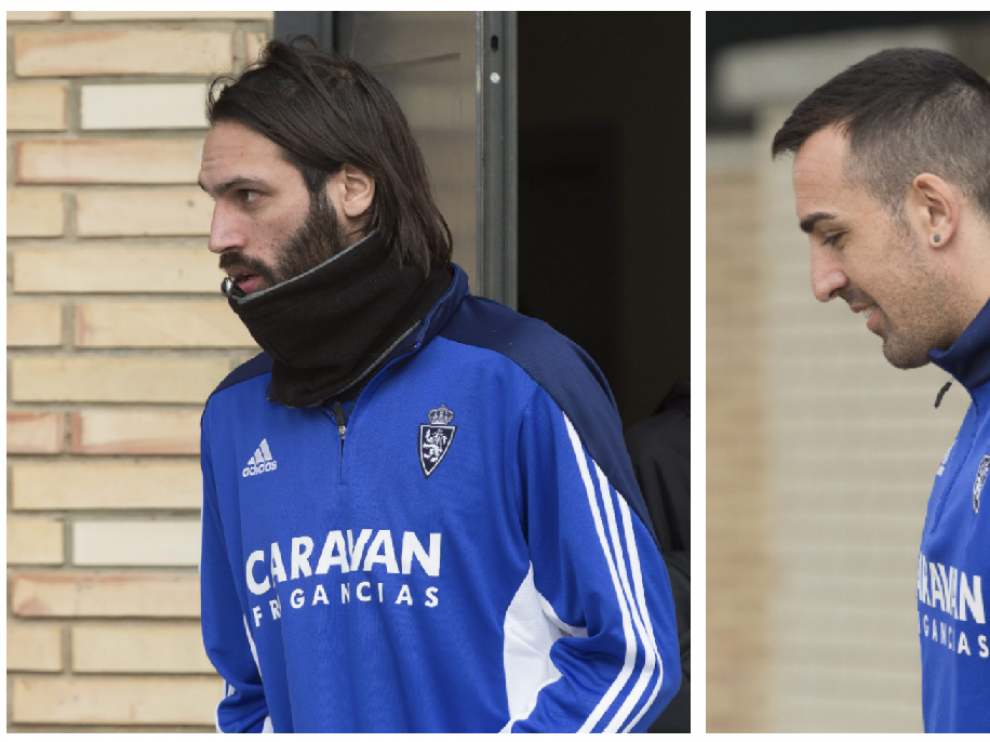 Samaras y José Enrique, a la salida de la proyección del vídeo antes de un entrenamiento de la pasada semana en la Ciudad Deportiva.