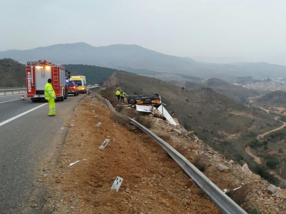 Accidente de tráfico de un camionero portugués