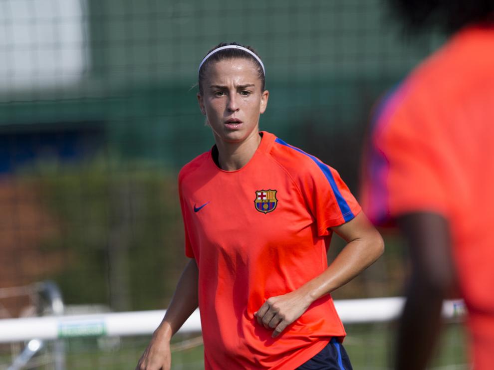 Bárbara Latorre, durante un entrenamiento con el Barça.