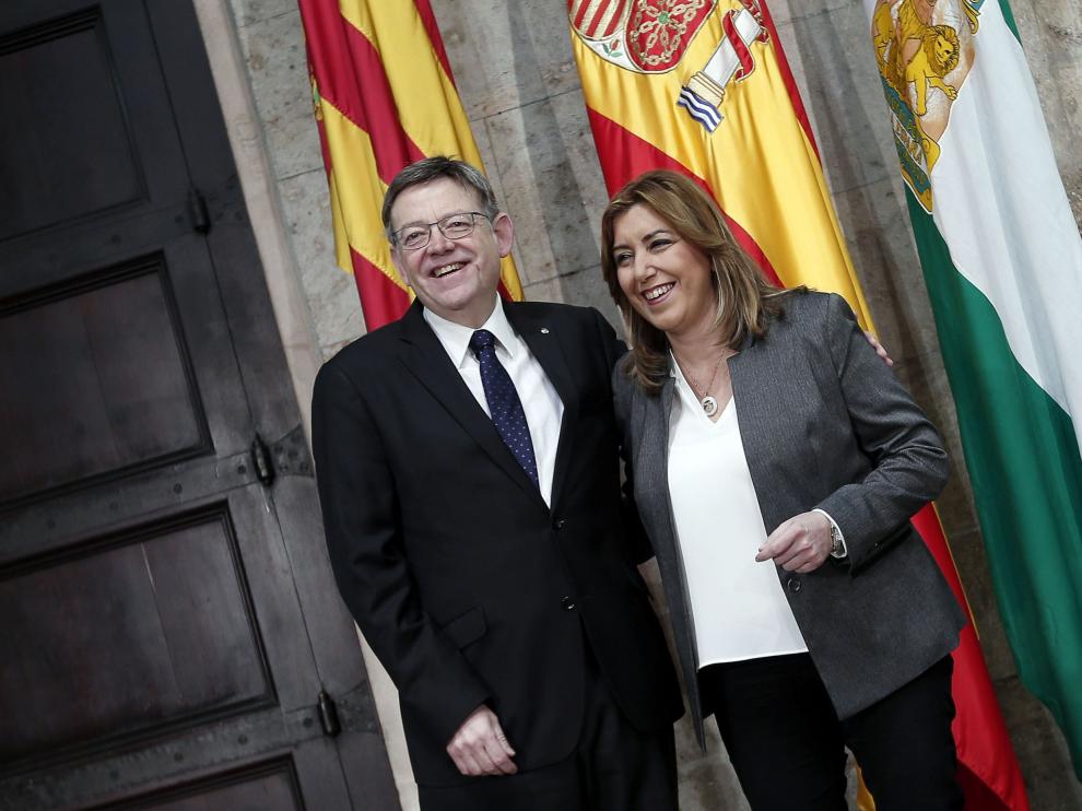 Susana Díaz, con el presidente de la Generalitat valenciana Ximo Puig