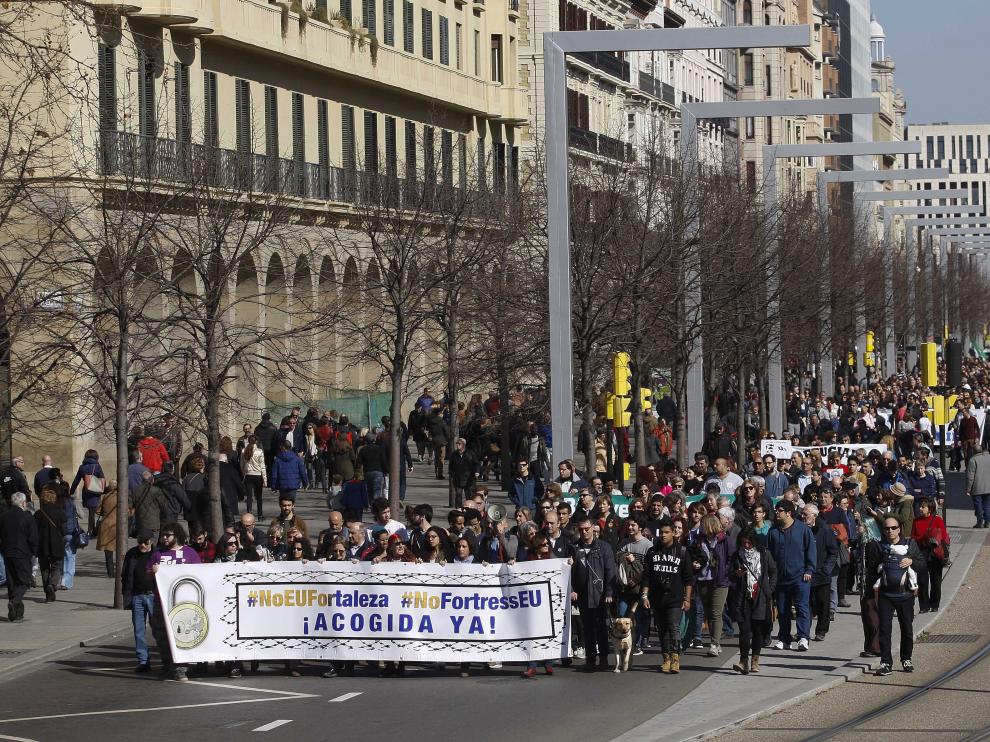 Manifestación de apoyo a los refugiados en Zaragoza