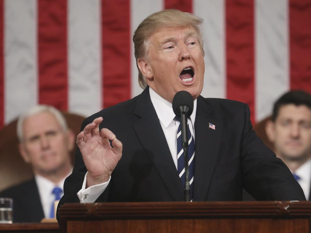 Donald Trump en su primer discurso ante el Congreso.