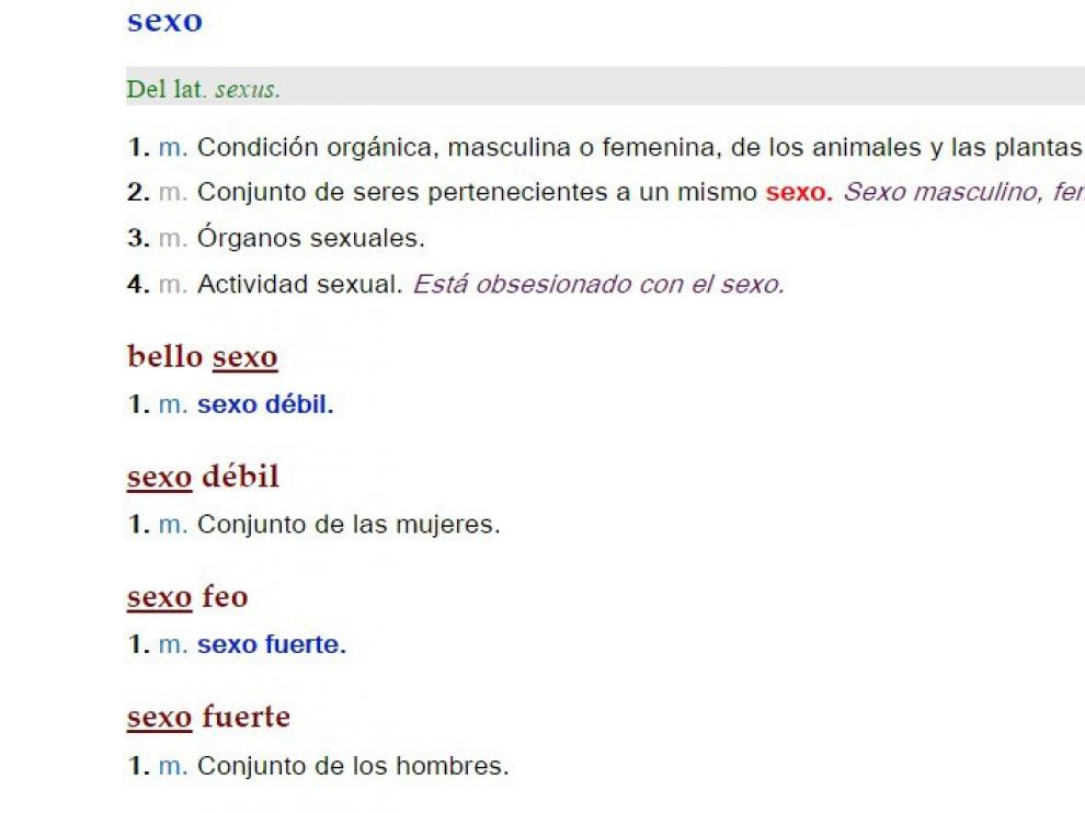 Uso de la expresiones "sexo débil" y "sexo fuerte" de la RAE