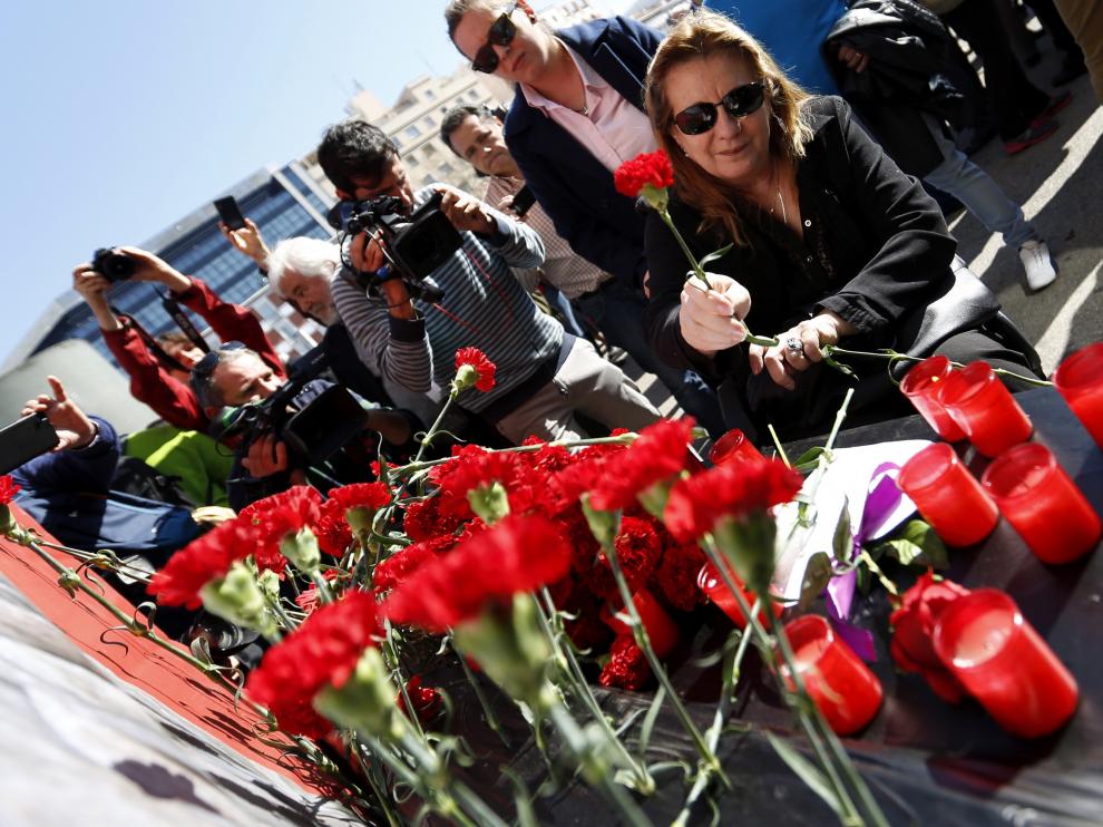 Pilar Manjón, expresidenta de la asociación de víctimas 11M, en el homenaje en Atocha.