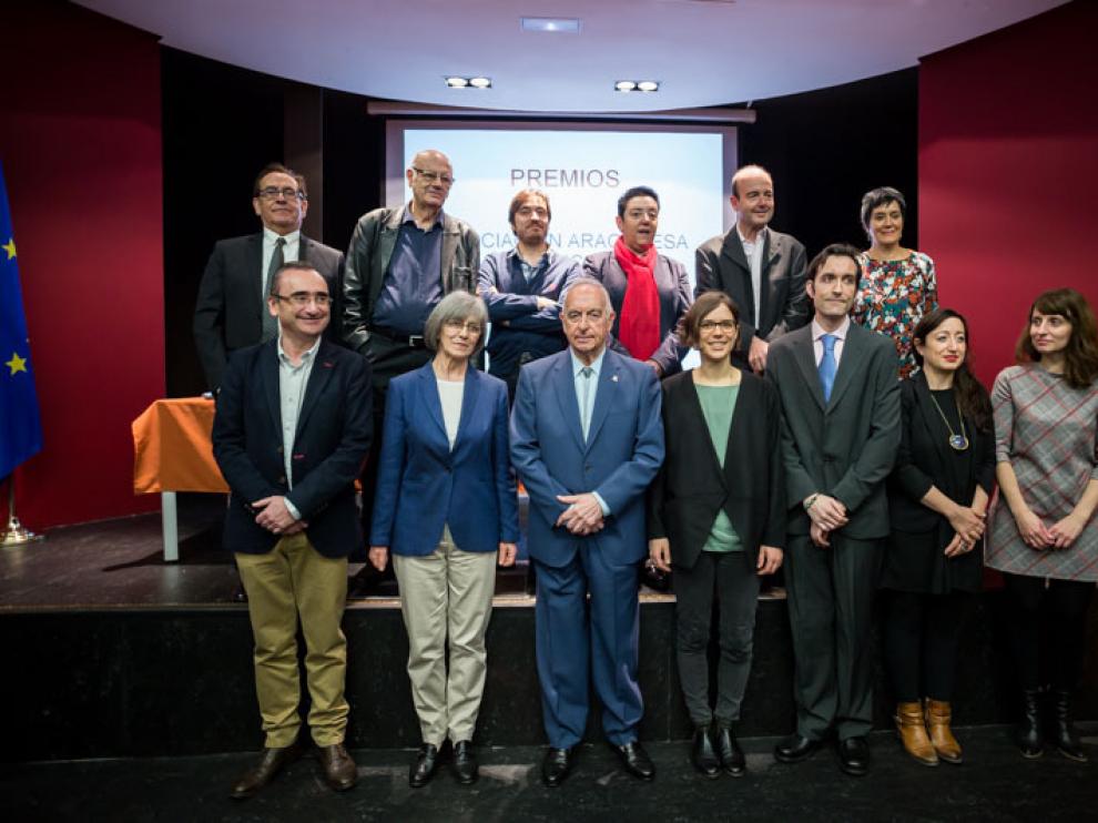 De izquierda a derecha. Arriba: Ricardo García Prats, Manuel Pérez-Lizano, Nacho Escuín, Desireé Orús, Jesús Pedro Lorente y Pilar Sancet. Abajo: Miguel Luis Lapeña, Iris Lázaro, Jaime Esaín, Julia Puyo, Francisco Javier Lázaro, Carlota Santabárbara y Elena Del Diego.