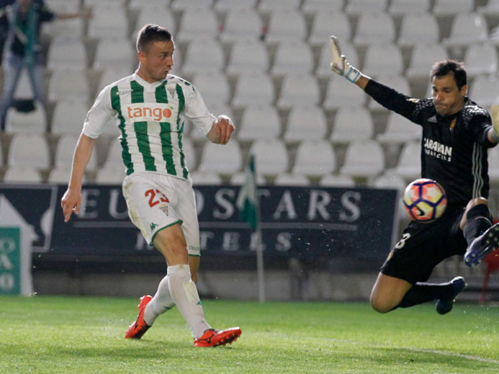 Saja encaja el 2-1 a pies de Markovic, en el minuto 94 del Córdoba-Real Zaragoza del último sábado.