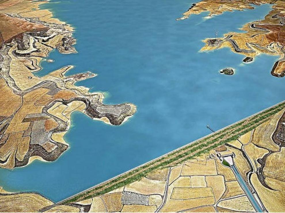 Ilustración del futuro embalse de Almudévar