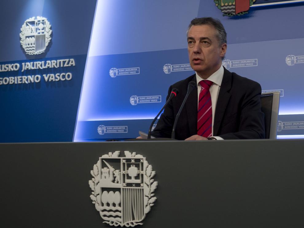 Urkullu, en rueda de prensa