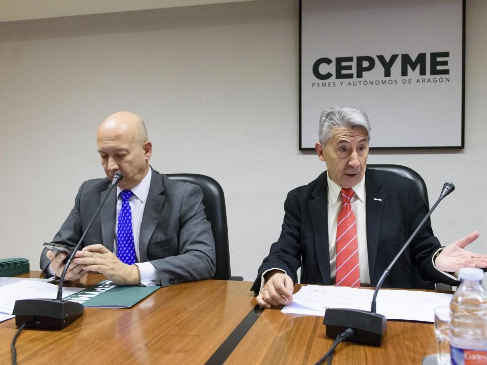 Aurelio López de Hita, frente a la asamblea que le ha reelegido al frente de Cepyme Aragón