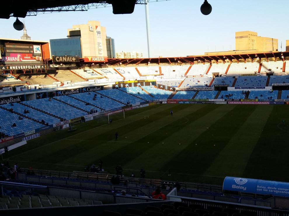 La Romareda, antes del arranque del Zaragoza-Valladolid.