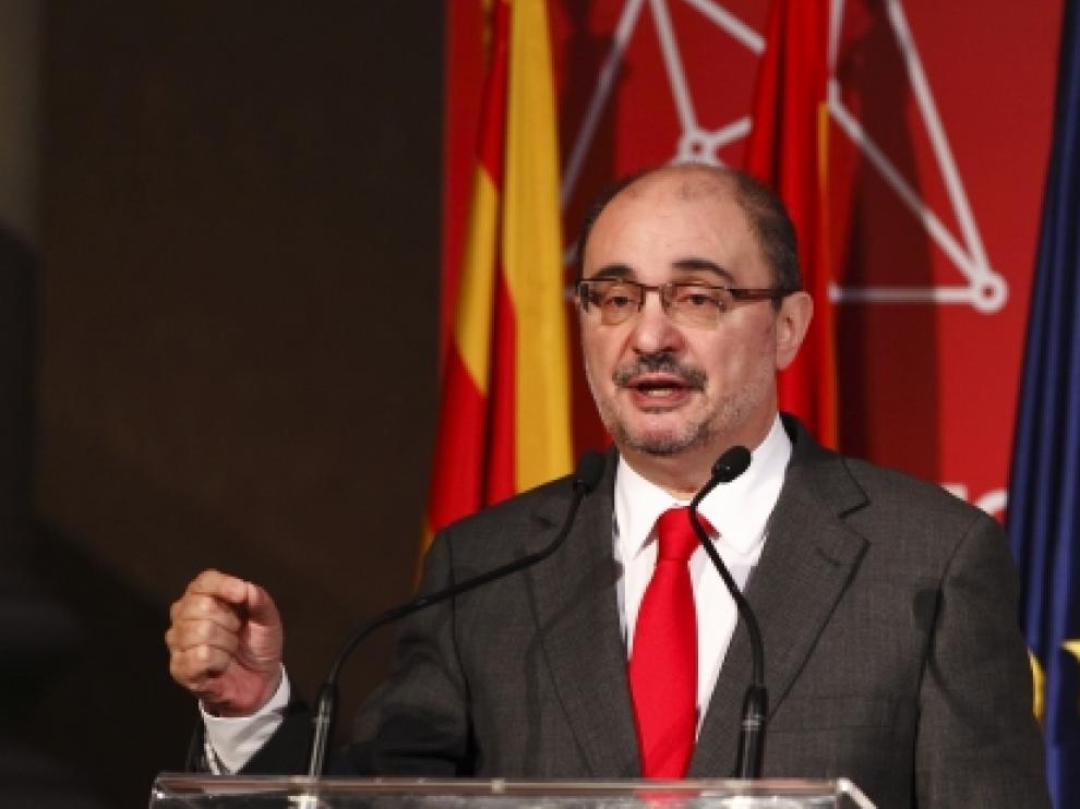 Javier Lambán en la presentación de 'Aragón, Plataforma Logística'.