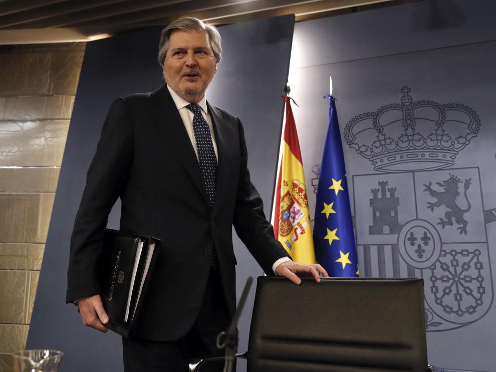 El portavoz del Gobierno, Íñigo Méndez de Vigo,en la rueda de prensa posterior al Consejo de Ministros.
