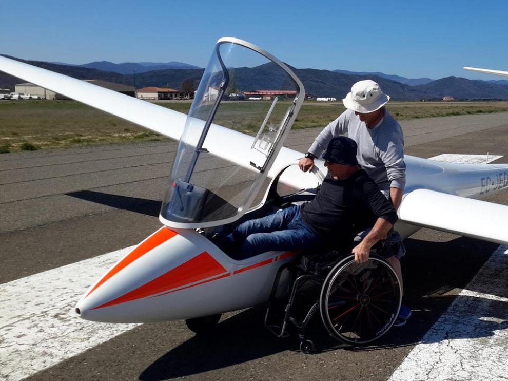Frederic Crespo ha sido el primer alumno de vuelo adaptado del aeródromo.