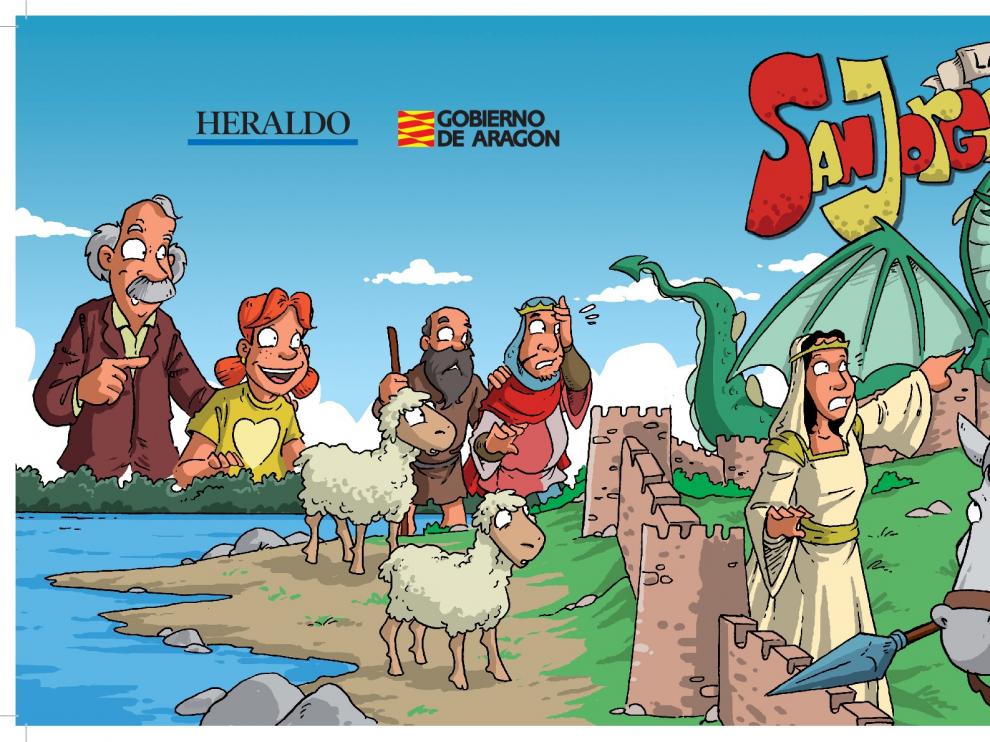 Imagen de portada y contraportada elaborada por Moratha para el cómic de San Jorge, que saldrá publicado con HERALDO el viernes.
