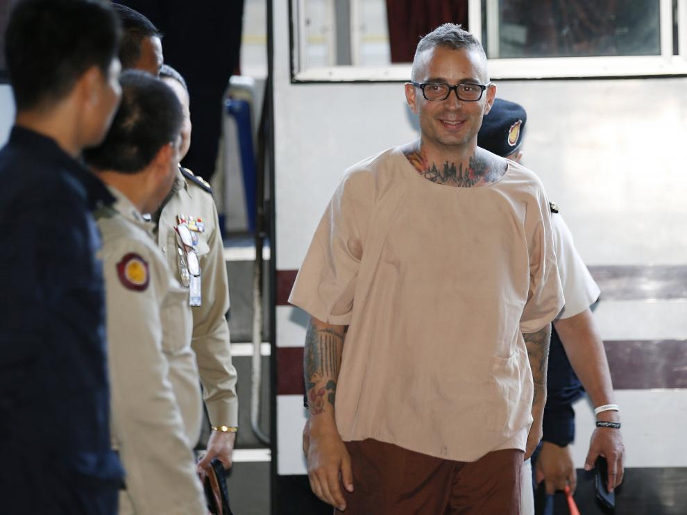 El español Artur Segarra llegando al tribunal penal.