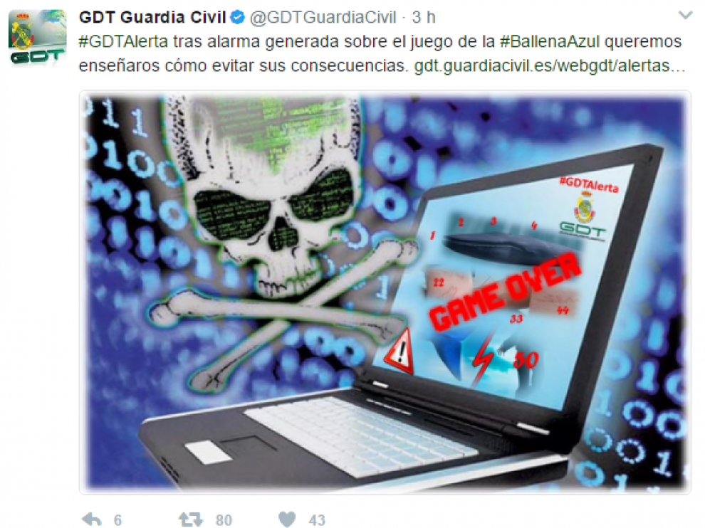 La Guardia Civil ha detectado posibles casos del juego 'la ballena azul'