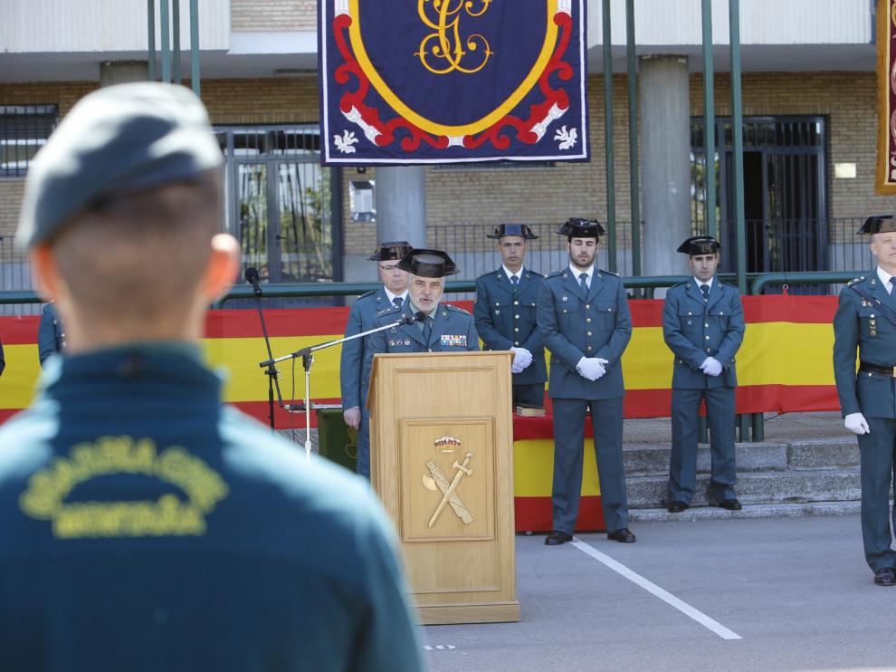 Toma de posesión del nuevo jefe de la Comandancia de la Guardia Civil de Huesca, el teniente coronel Francisco Javier Vélez.