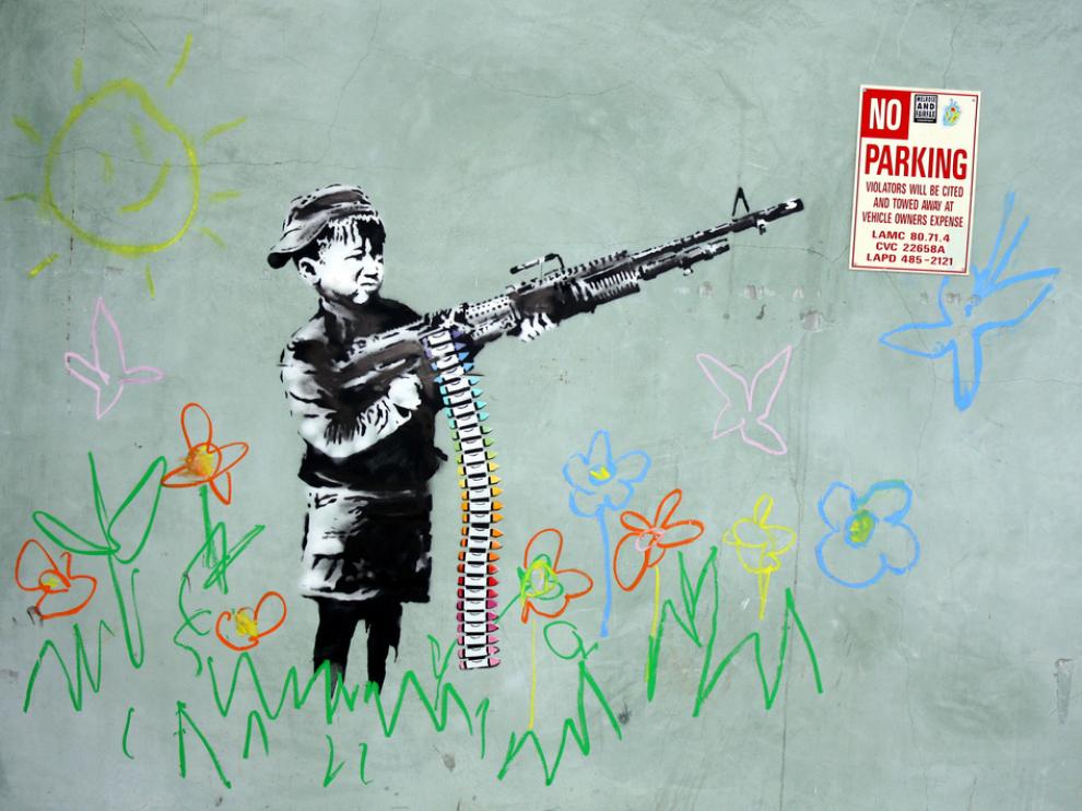 Una de las obras murales de Banksy.