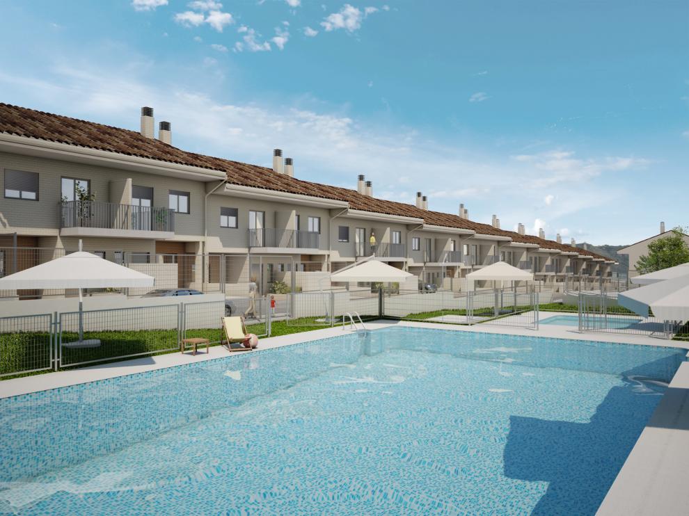 Recreación del residencial Los Pinos, en la urbanización Ciudad Zaragoza Golf