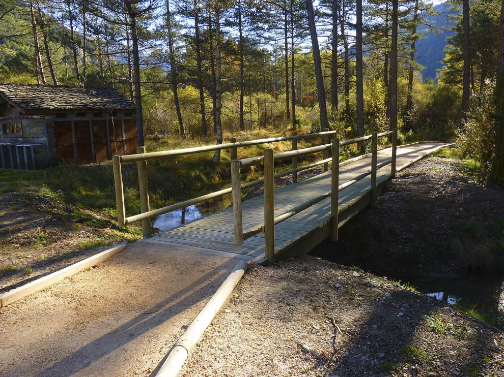 La discapacidad no ha de ser un obstáculo para disfrutar de los espacios naturales. Pasarela en El Cornato.
