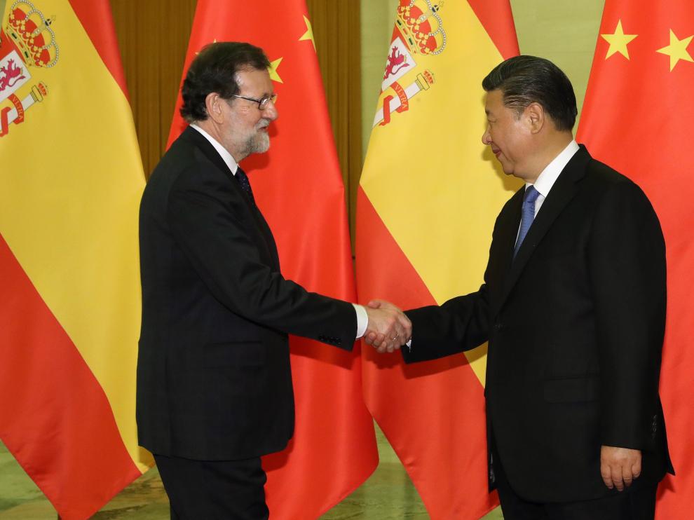 Mariano Rajoy saluda al presidente chino Xi Jinping