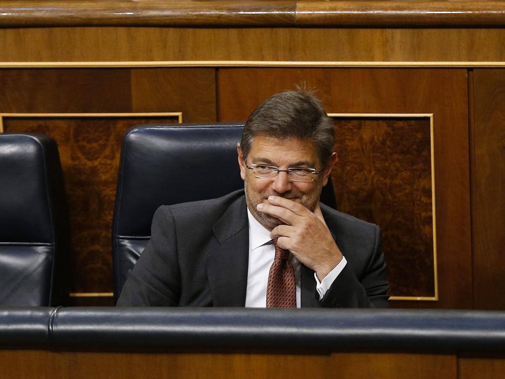 El ministro Rafael Catalá durante la sesión en el Congreso