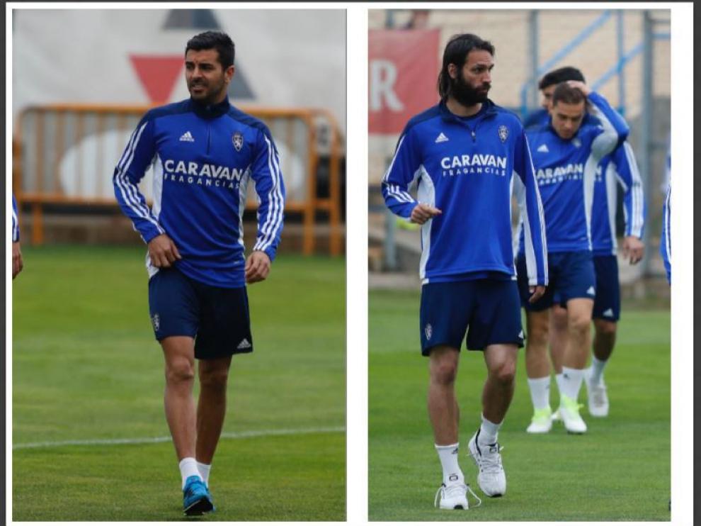 Ángel y Samaras, en la mañana de este jueves en la Ciudad Deportiva, calzados con zapatillas, sin botas, antes de acudir al gimnasio, fuera del grupo.