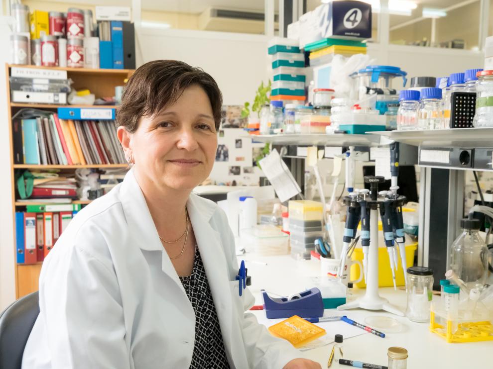 La investigadora Ana Bigas, coordinadora de grupo de investigación en Células Madre y Cáncer del IMIM, en una visita a la Facultad de Medicina de Zaragoza.