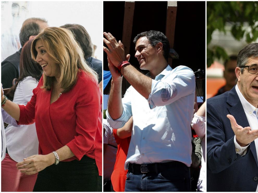 Susana Díaz, Pedro Sánchez y Patxi López.