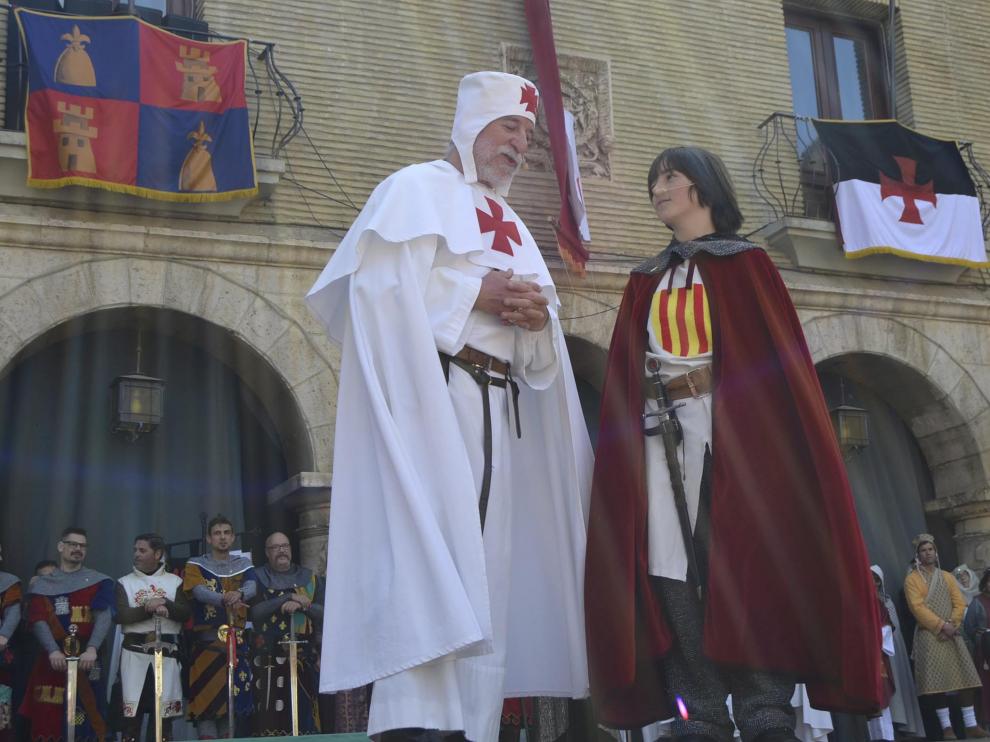Guillén de Mont-Rodón y Jaime I, durante la recreación celebrada en Monzón.