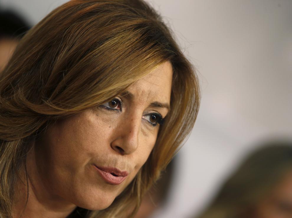Susana Díaz este domingo por la noche en Ferraz.