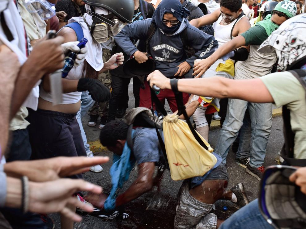 Protesta contra Nicolás Maduro en Caracas.