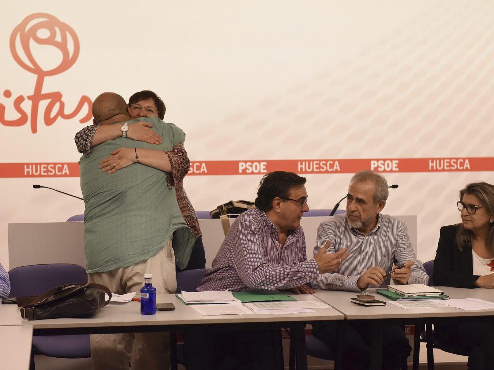 Reunión de partidarios de Sánchez del PSOE-Huesca, para tratar del congreso federal.