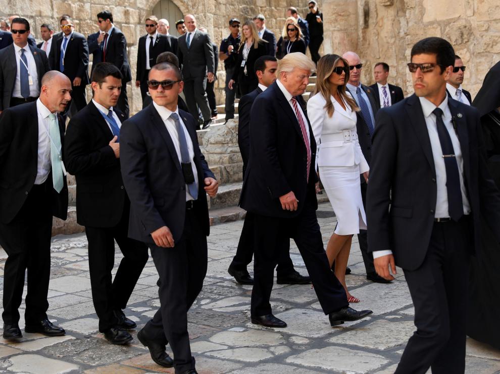 Donald Trump y su familia en una visita a Jerusalén.