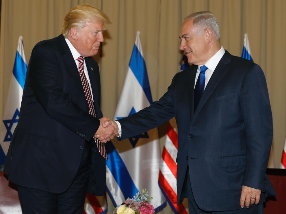 El presidente de Estados Unidos, Donald Trump, y el primer ministro de Israel, Benjamin Netanyahu, en Jerusalén.