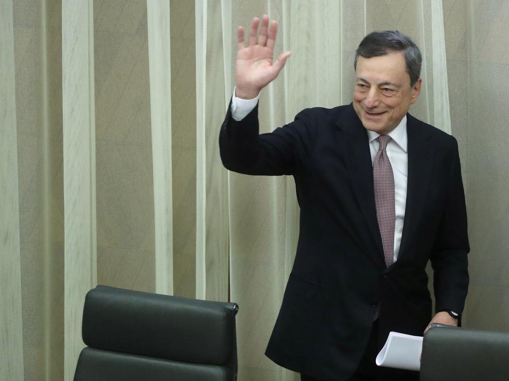 Mario Draghi durante la comparecencia de este miércoles.