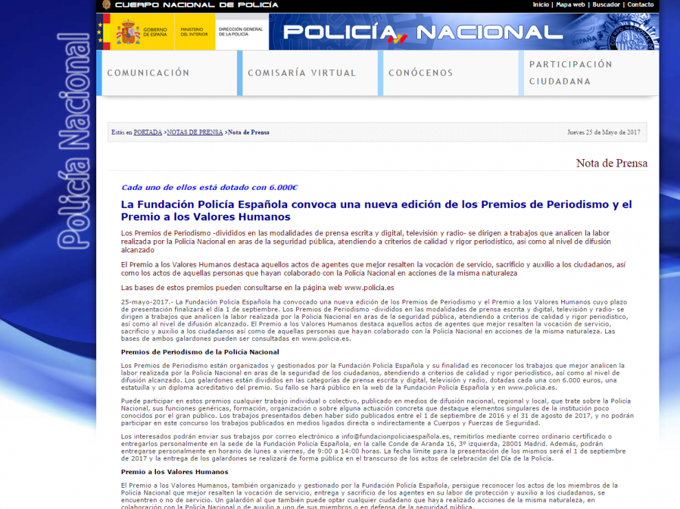Página web de la Policía Nacional.